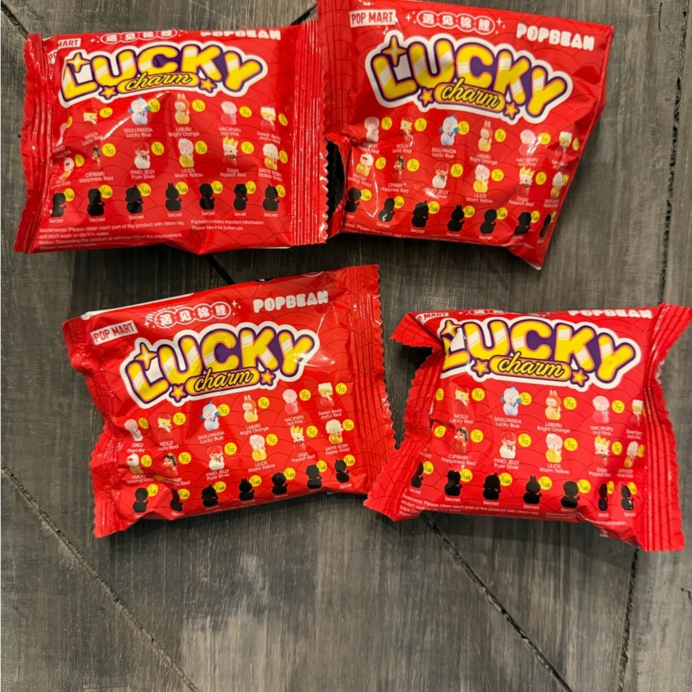 Lucky Charm Popbean lot of 5. Plus sushi new ! Pop mart. Labubu